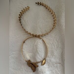 Gold Leaf Design Bracelet and Bangle Set